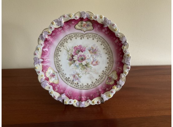 RS Germany Pink Bowl/Plate With Scalloped Edges