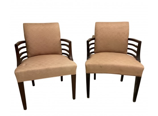 Pair Of Art Deco Style Wooden Arm Chairs