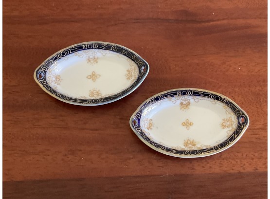 Pair Of Nippon Hand-painted Salt Dishes