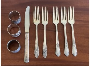 Vintage Silver-plate Fork, Knifes & Napkin Rings