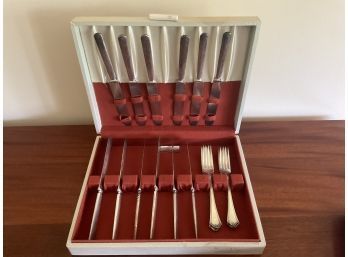 Tudor Plate Oneida Community Silver-plated Forks & Knifes Set In Box