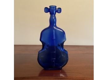 Cobalt Blue Glass Violin Shaped Bottle