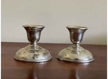 Small Pair Of Weighted Reinforced Sterling Silver P144 Candlesticks