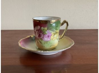Rose With Gold Trim Cup & Saucer