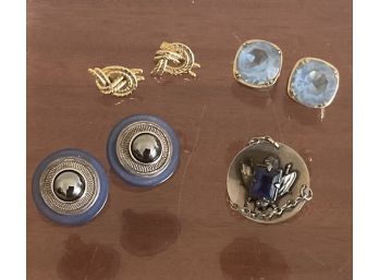 Collection Of Clip Earrings & Bea Pin