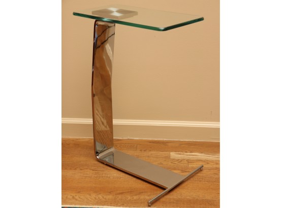 Mid Century DIA Cantilever Polished Steel Accent Table