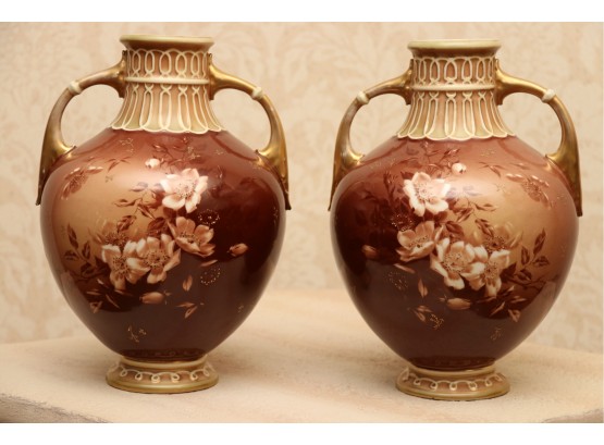 Dual Shoulder Painted Ceramic Urns