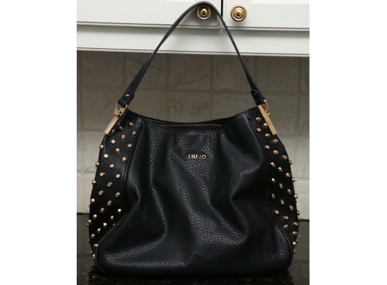 Lieu Jo Black Leather Studded Handbag