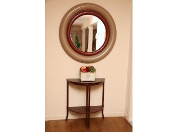 Post Modern Round Mirror With Crackle Finish