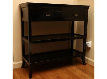 Black Lacquer Bar Table With Drawers And Under Shelf