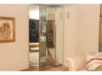 Mid Century Mirrored 4 Panel Room Divider