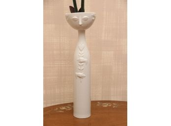 Bjorn Wiinblad White Vase With Faux Floral Arrangement