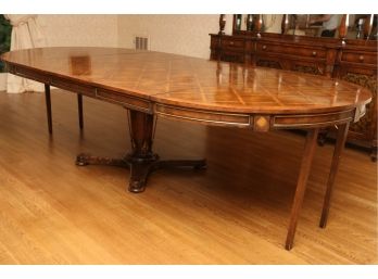 Regency Style Extendable Single Pedestal Dining Table