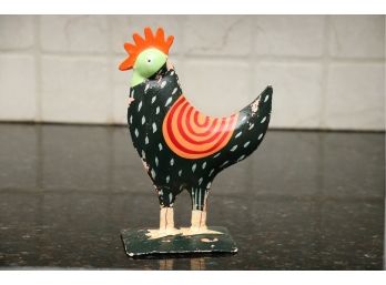 Hand Painted Metal Rooster Decor