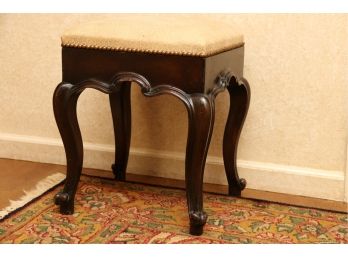 Queen Anne Style Leather Top Sewing Bench Ottoman