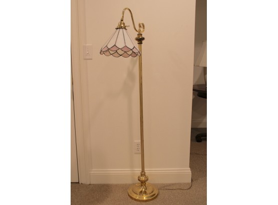 Brass Floor Lamp With Pink Shade