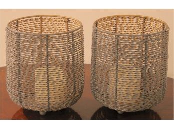 Pair Of Aluminum Candle Holders Made In India