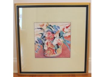 Harold C. Kimball Multicolor Flower Pot Framed