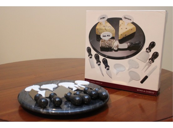 14 Piece Marble Wine And Cheese Set