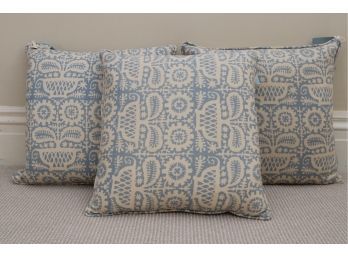 Trio Of Elizabeth Eakins Inc. India Print Sanchi Blue Pillows Retail $800