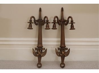Pair Of Burwood Syroco Style Eagle Candle Holder Wall Sconces