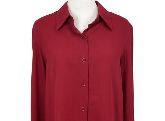 Company Ellen Tracy Red Rayon/Wool Button Front Blouse Size 12