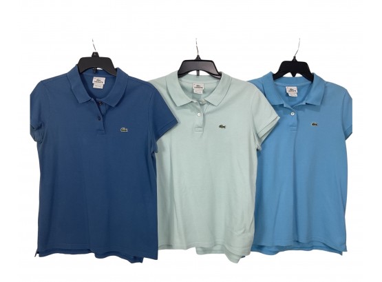 Trio Of Blue Lacoste Ladies Polo Shirts Size 46