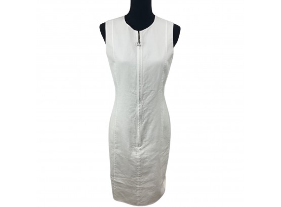 AKRIS White Summer Zipper Dress Size 8
