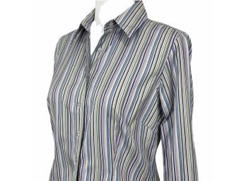Pink By Thomas Pink Cotton Striped Button-front Shirt Size 8