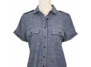 Blue Cotton Camp Shirt By Gap Size M