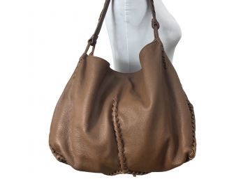 Bottega Venetia Whipstitch Trimmed Leather Hobo Shoulder Bag