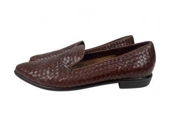 Bandolino Brown Woven Leather Loafers Size 10