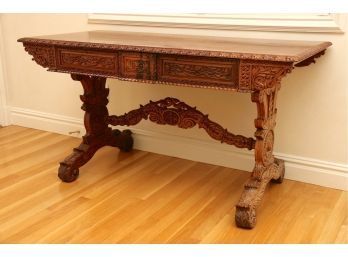 19th Century Anglo-Indian Colonial Rosewood Library Table