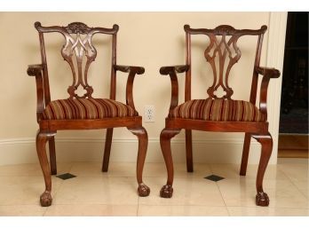 Pair Of Vintage Chippendale Ball & Clawfoot Chairs