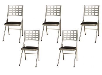 Set Of 5 Industrial Modern Folding Chairs (Lot 2 Of 2)