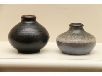 Pair Of Clay Bud Vases