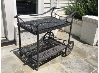 Wrought Iron Bar Cart With Removable Serving Tray Top