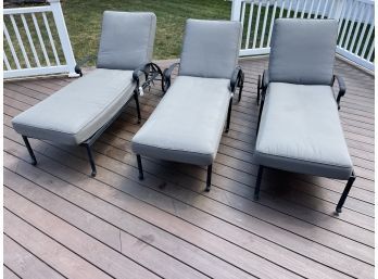 Set Of 3 Ballard Designs Adjustable Chaise Lounge Chairs With Cushions
