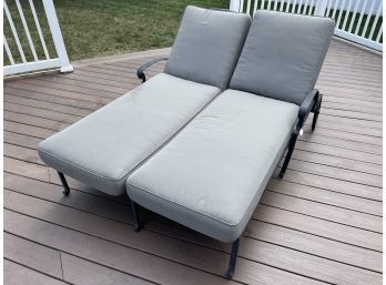 Ballard Designs Wrought Iron Double Chaise Lounge With Sunbrella Cushions