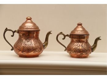 Turkish Copper Etched Teapots