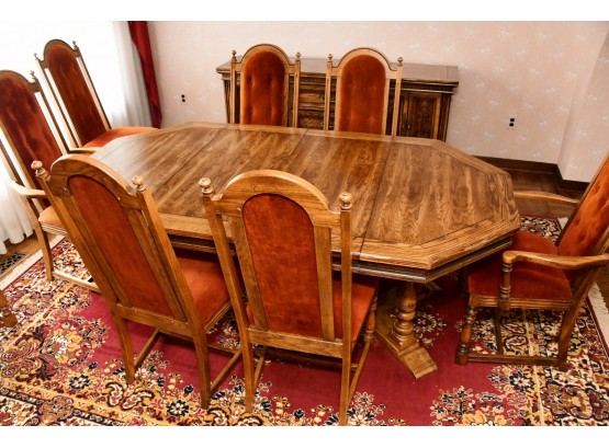 Dining Table With 8 High Back Chairs