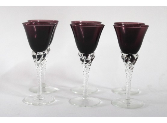 Stunning Collection Of 6 Purple Cordial Glasses