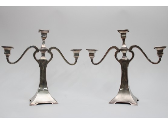 Pair Of Silver Plated Candelabras