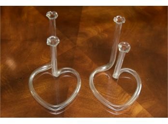 Art Glass Heart Shaped Bud Vases