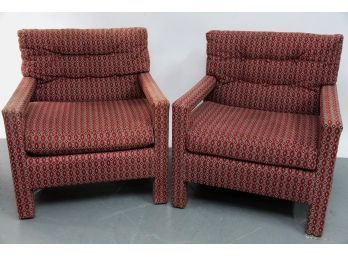 Pair 1970s Milo Baughman Style Parsons Arm Chairs