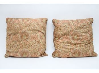 Pair Of Red And Beige Pillows
