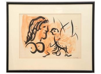 'Femme  L'oiseau' Lithograph By Marc Chagall