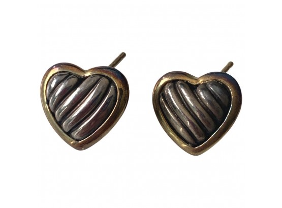 David Yurman Sterling Silver Heart Stud Earrings