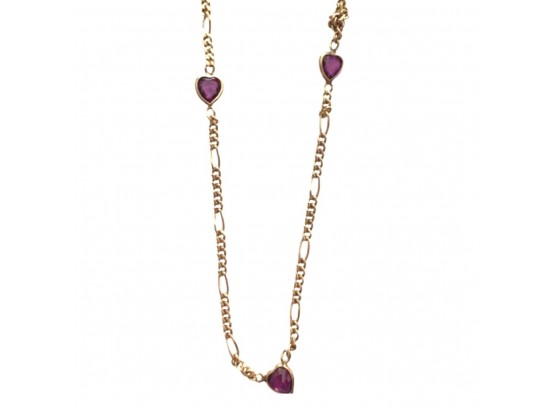 14k Gold YG With Amethyst Heart Necklace