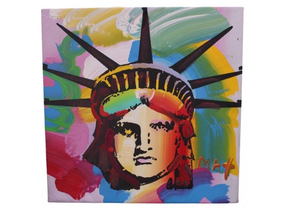 Peter Max Liberty Head Acrylic On Canvas